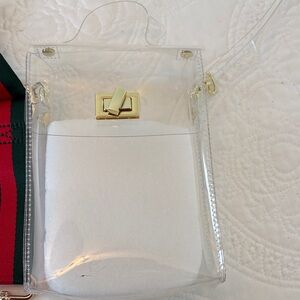 Transparent Clear Handbag with Gold Accents